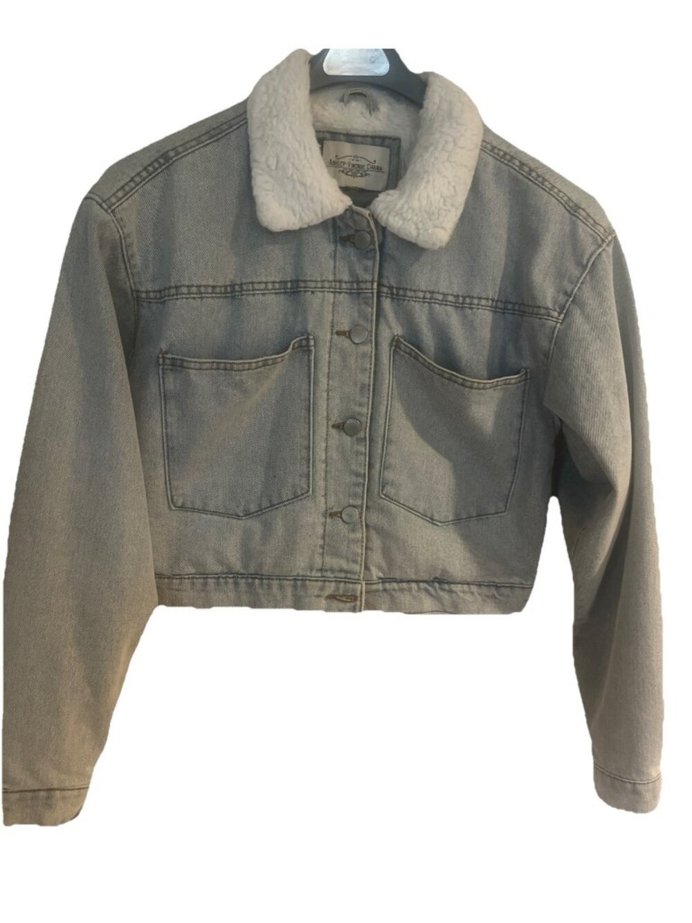 Ashley Vintage Charm Denim Jean Jacket-Sherpa Fleece Lined Blue Women's Size S